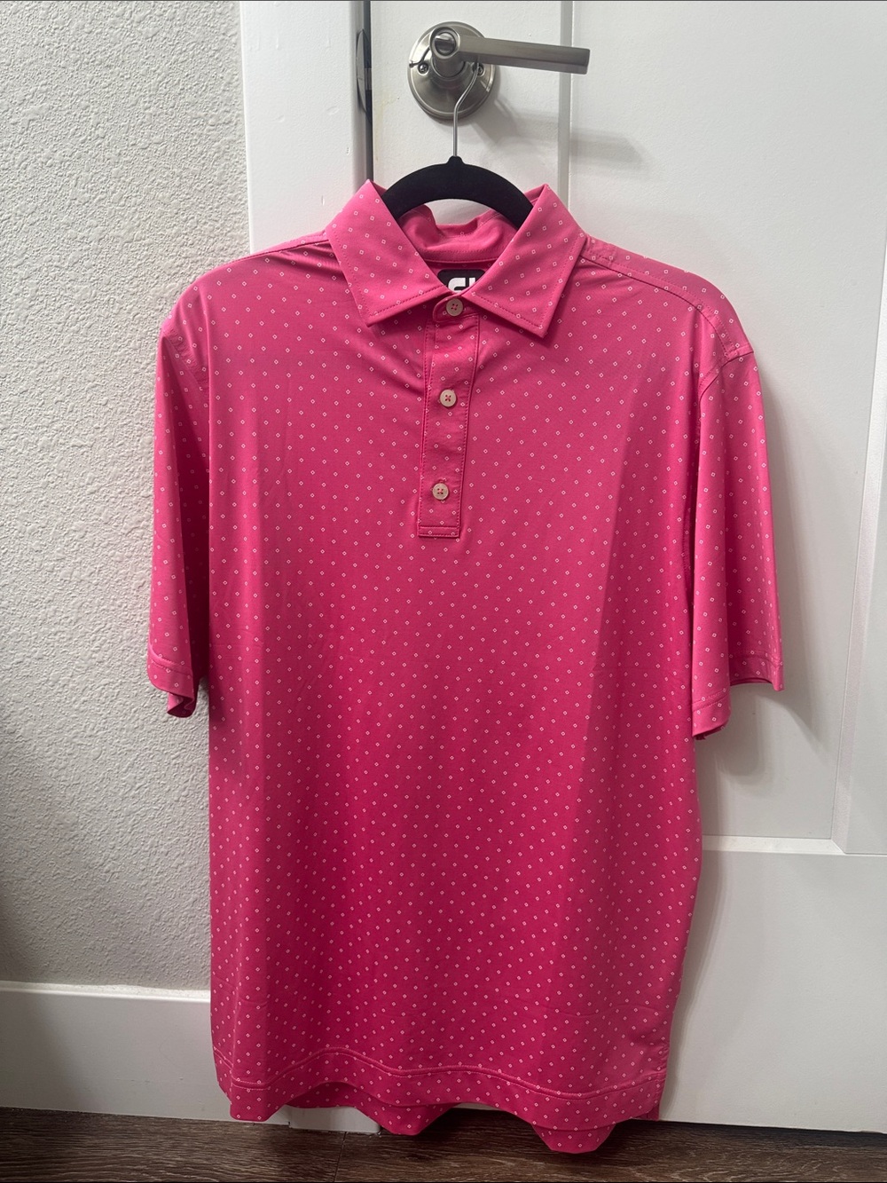 FootJoy Hot Pink Polo with Micro Dot Pattern